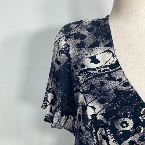 Vintage 80's Dress Flutter Sleeves Threes Company Style Women's 6 - Picture 4 of 14